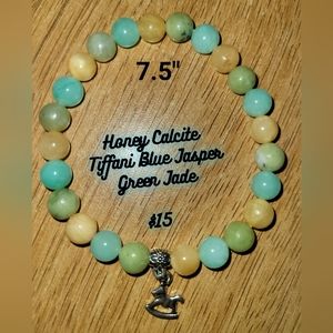 Calcite/Jasper/Jade w/ Rocking Horse Charm Bracelet